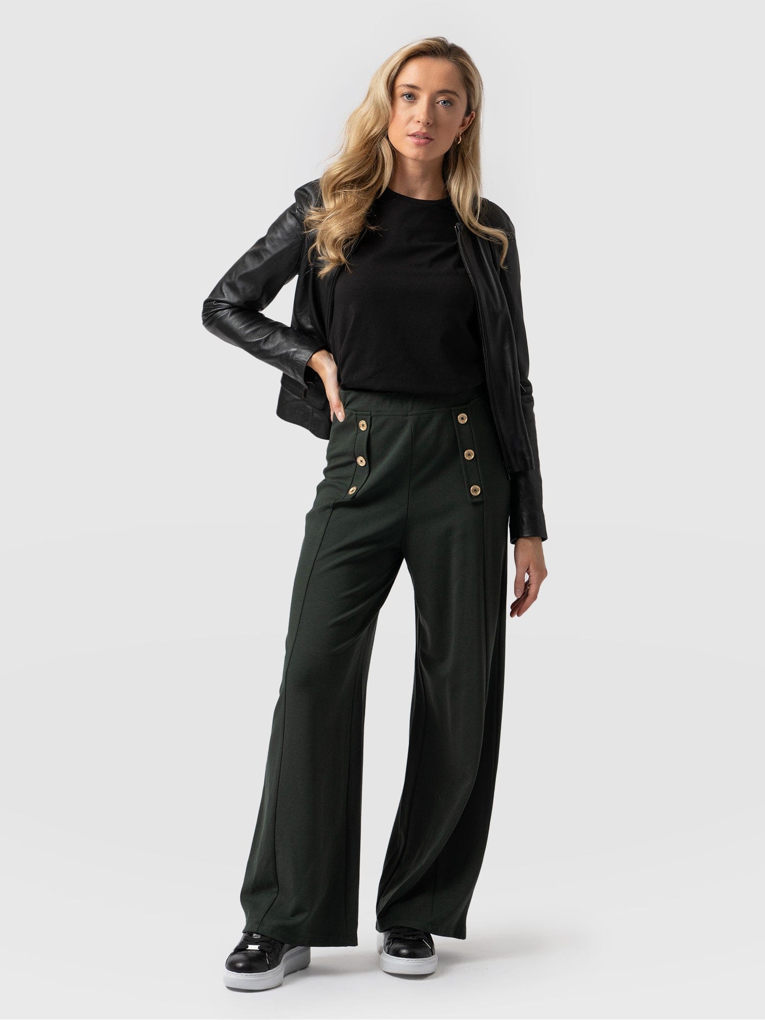 Chelsea Pant Bottle Green Jersey - Women's Trousers | Saint + Sofia® UK